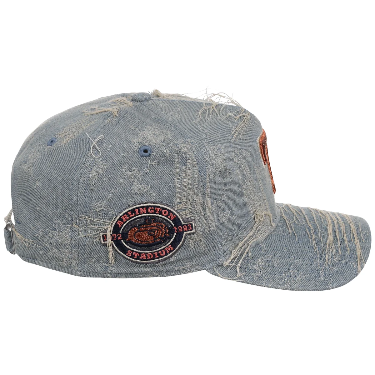 Texas Rangers MLB Oxidized Denim New Era 9FORTY A-Frame detail view