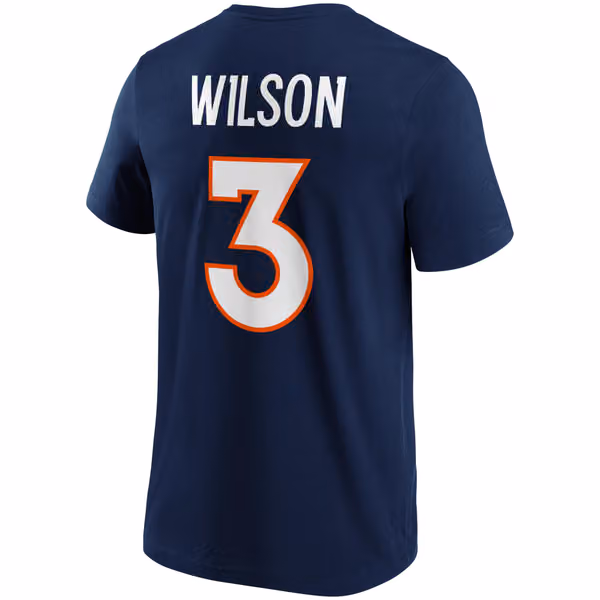 Russell Wilson #3 Denver Broncos Iconic Player NFL T-Shirt Navy view 3
