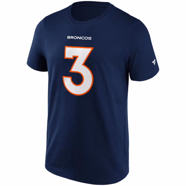 Russell Wilson #3 Denver Broncos Iconic Player NFL T-Shirt Navy view 2