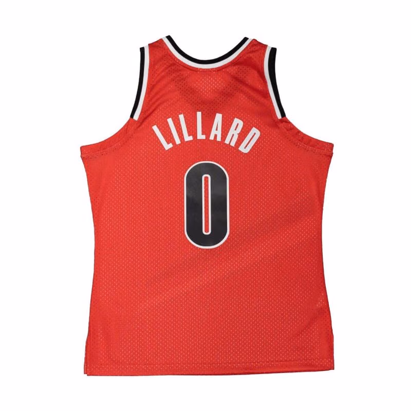 Damian Lillard #0 Portland Trail Blazers 2012-13 Mitchell & Ness Swingman NBA Jersey Red view 2