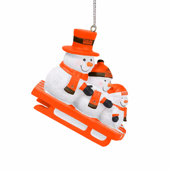Cleveland Browns NFL Sledding Snowmen Christmas Ornament view 2