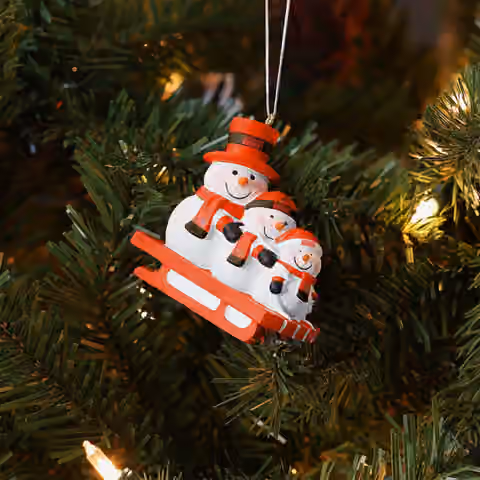 Cleveland Browns NFL Sledding Snowmen Christmas Ornament view 4