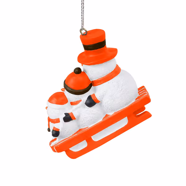 Cleveland Browns NFL Sledding Snowmen Christmas Ornament view 3