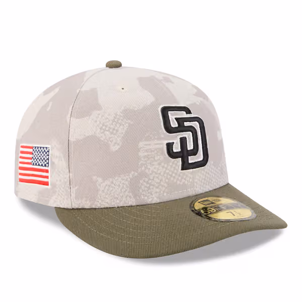 San Diego Padres 2025 MLB Authentic Armed Forces Pre-Curved 59FIFTY Fitted Cap product photo