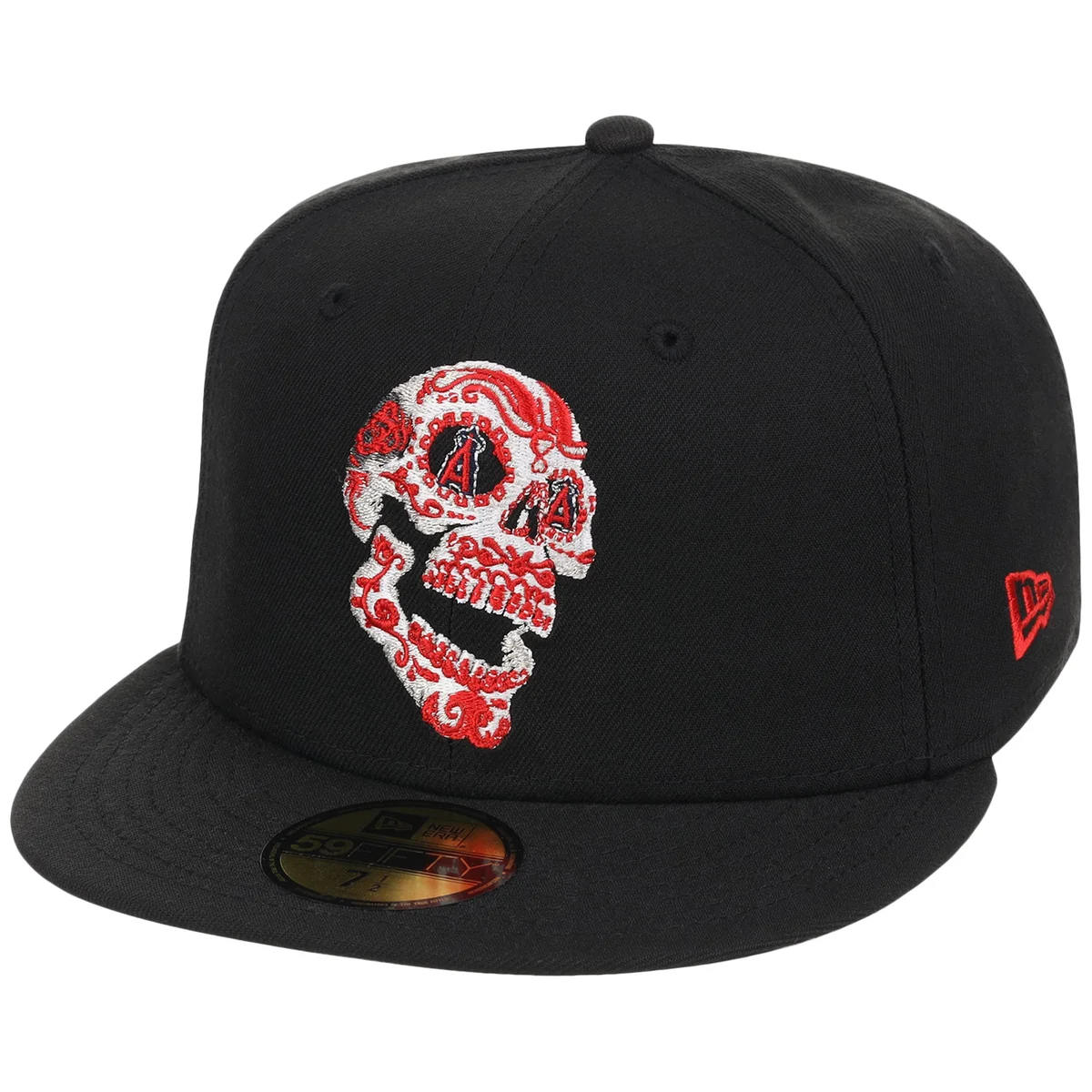 Anaheim Angels Crown the City New Era 59FIFTY Skull (Black/Black/Gray) detail view