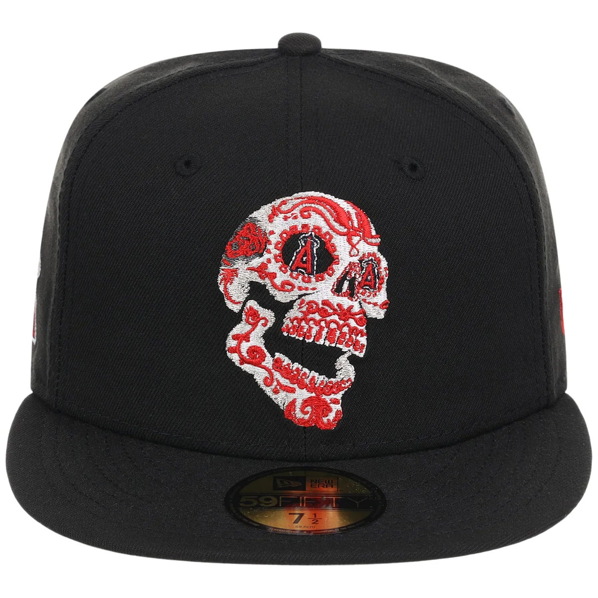Anaheim Angels Crown the City New Era 59FIFTY Skull (Black/Black/Gray) detail view