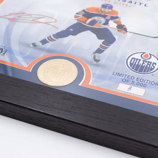 Leon Draisaitl Edmonton Oilers Bronze Coin Framed NHL Photo view 2