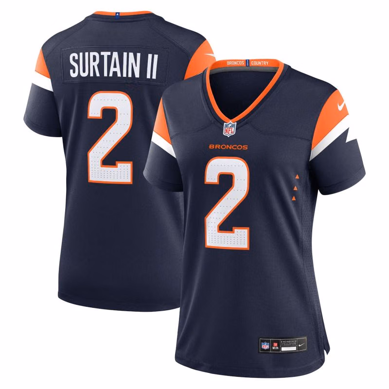 Patrick Surtain II #2 Denver Broncos Nike Game NFL Jersey Navy (WOMEN'S) view 1