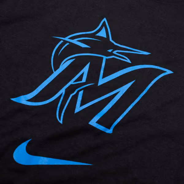 Miami Marlins Early Work 2025 MLB Authentic Nike Tri-Blend T-Shirt Black view 4