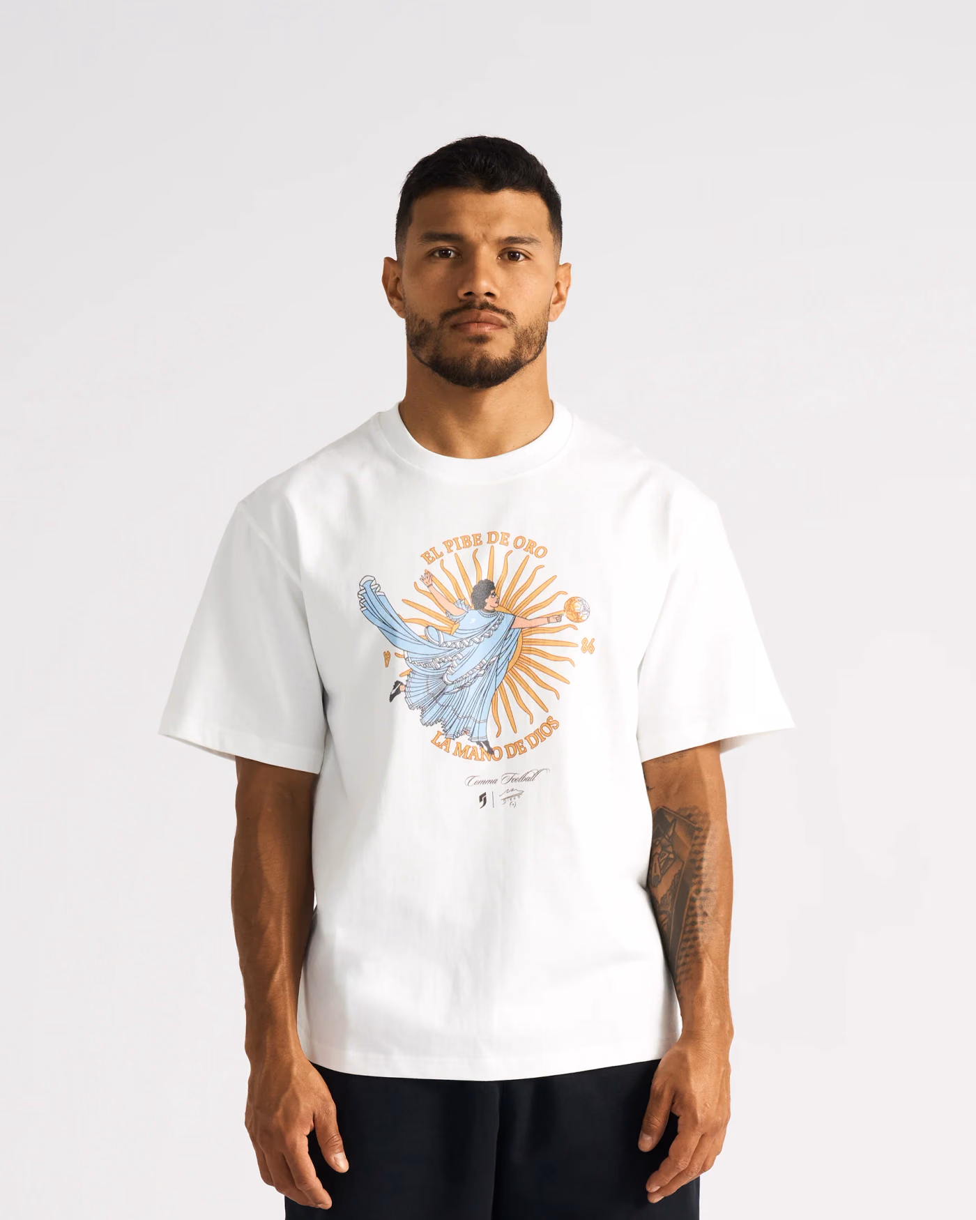Jersevo Custom Personalized Maradona® Hand of God Heavyweight T-Shirt front view
