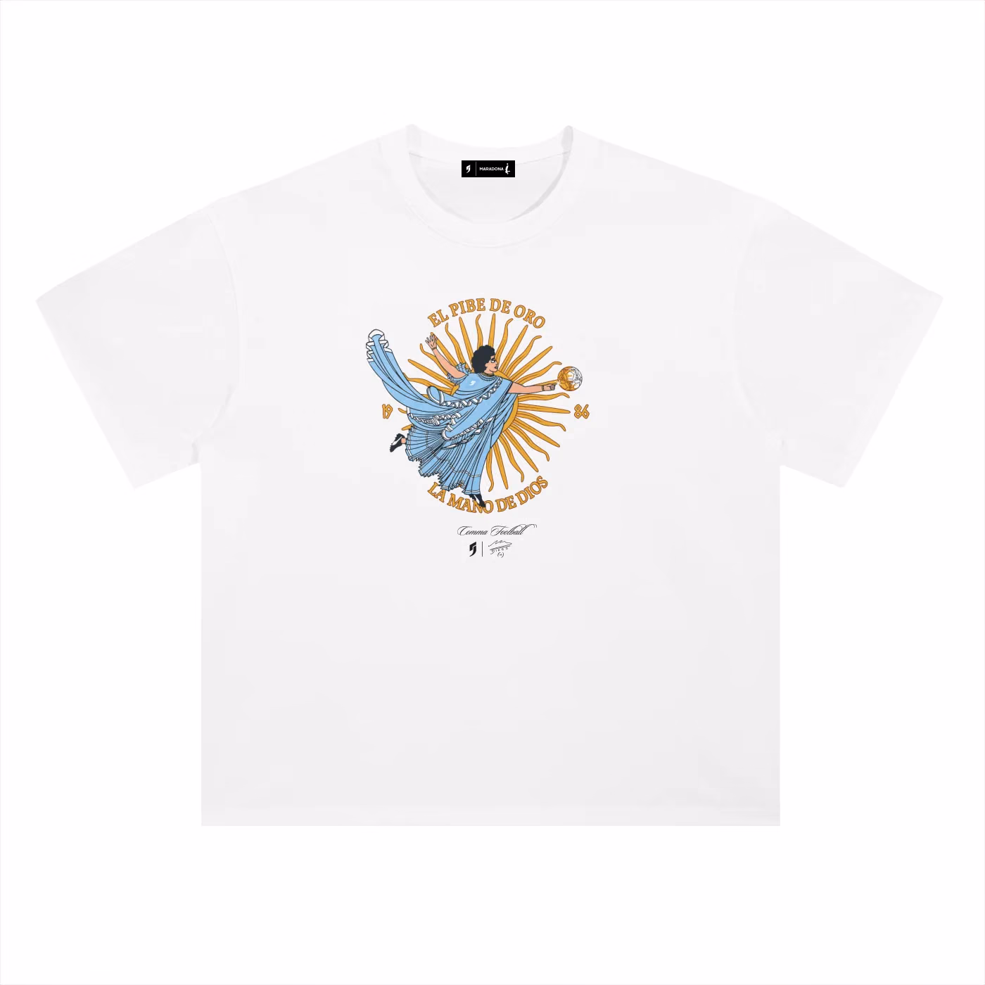 Jersevo Custom Personalized Maradona® Hand of God Heavyweight T-Shirt detail view 4