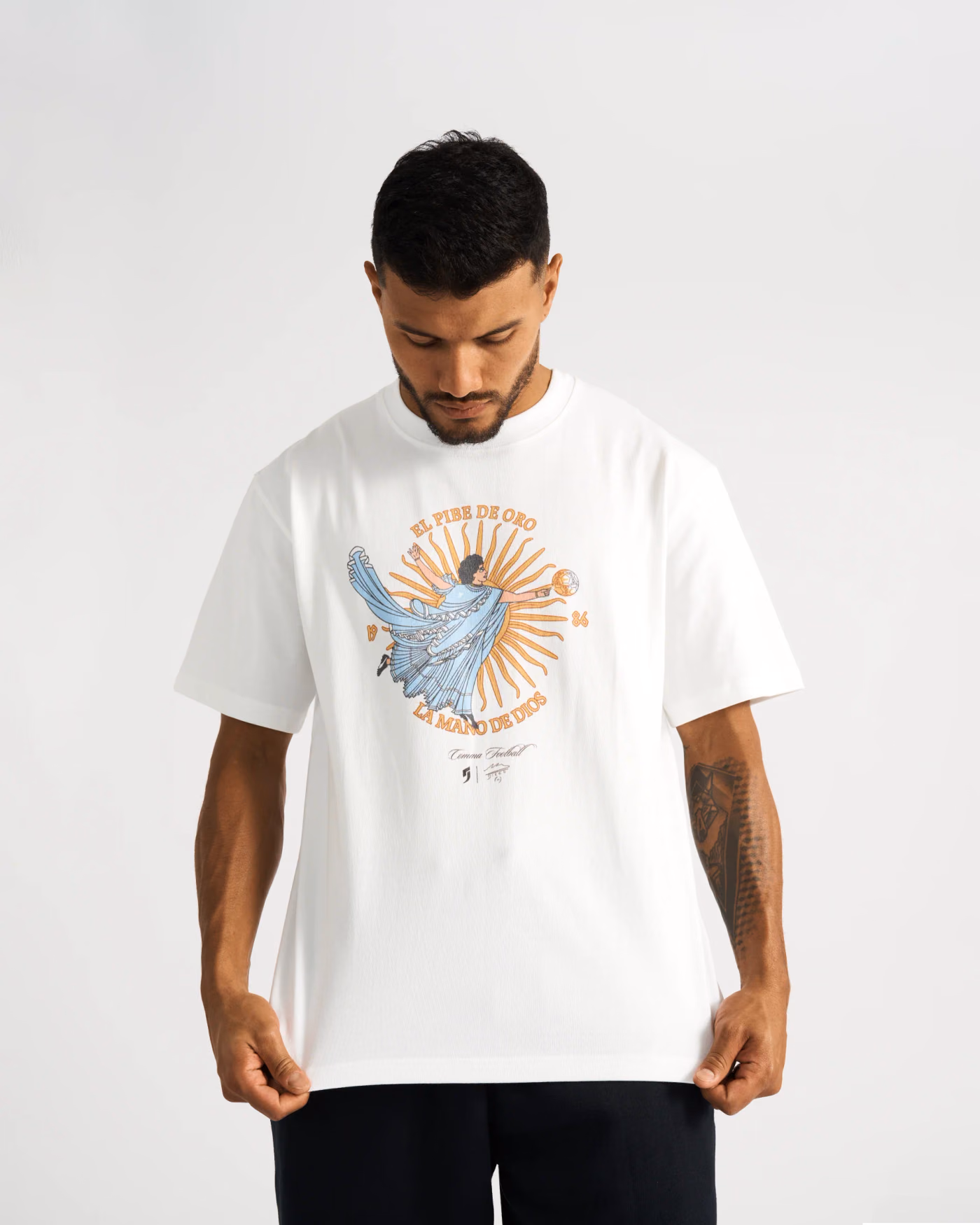 Jersevo Custom Personalized Maradona® Hand of God Heavyweight T-Shirt detail view 3