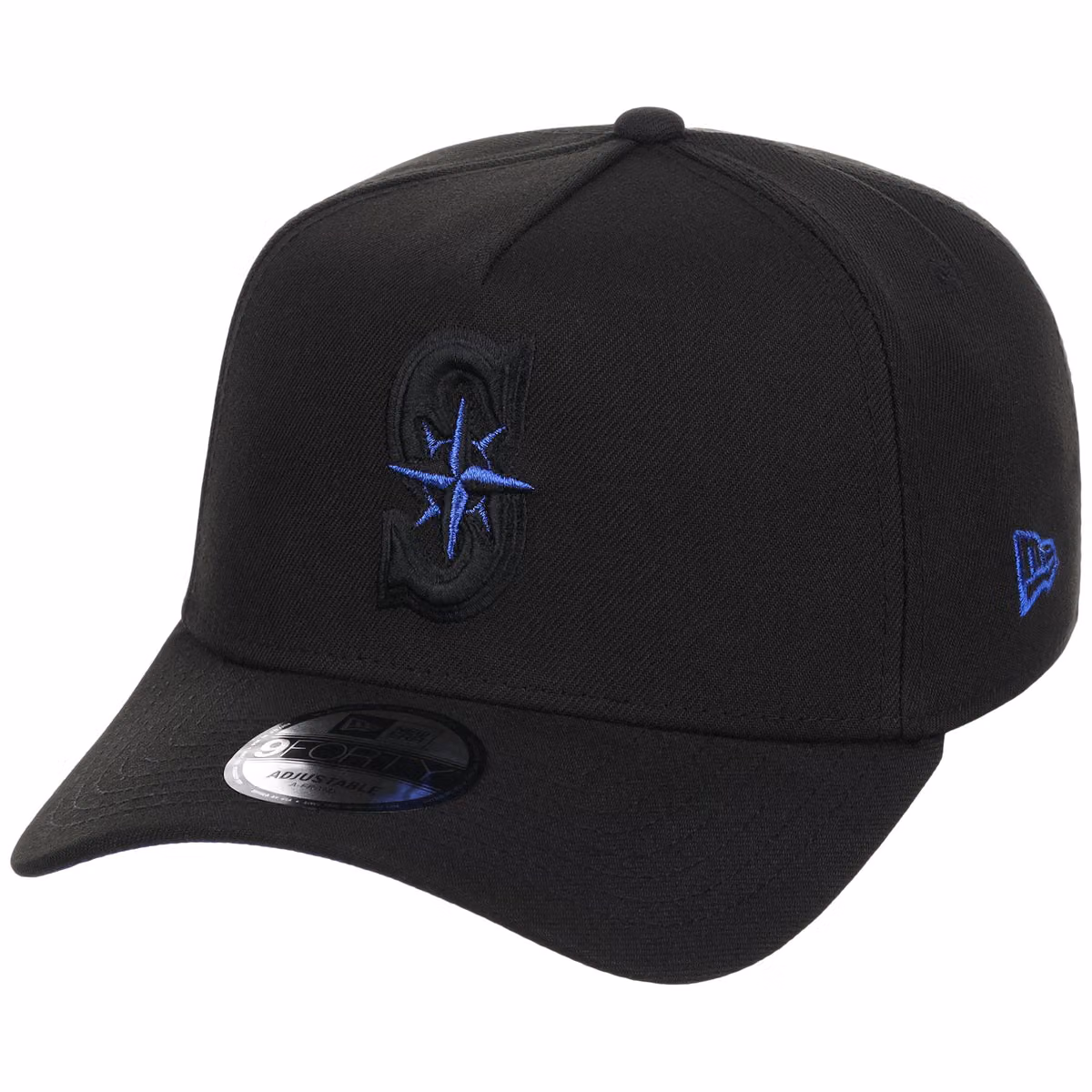 Seattle Mariners MLB Black x Royal FASHION CORE New Era 9FORTY A-Frame detail view