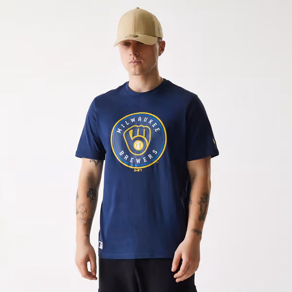 Milwaukee Brewers Team Logo New Era MLB T-Shirt Navy view 1