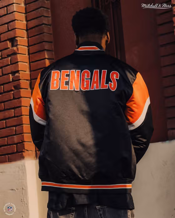 Cincinnati Bengals Mitchell & Ness Heavyweight Satin NFL Jacket view 6