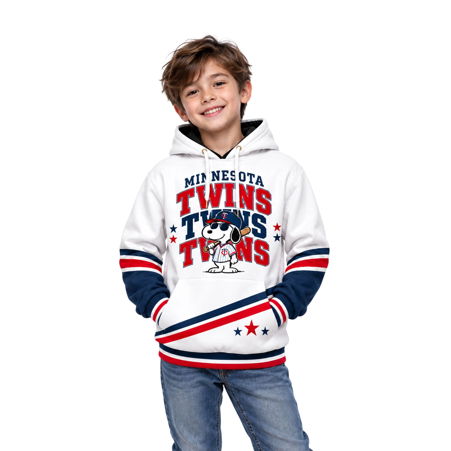 Minnesota Twins Snoopy Hoodie Playful Baseball Graphic