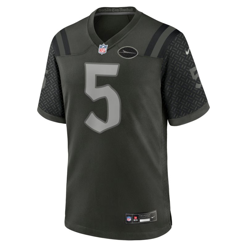 Garrett Wilson #5 New York Jets Rivalries Game NFL Trikot Gotham Green view 2