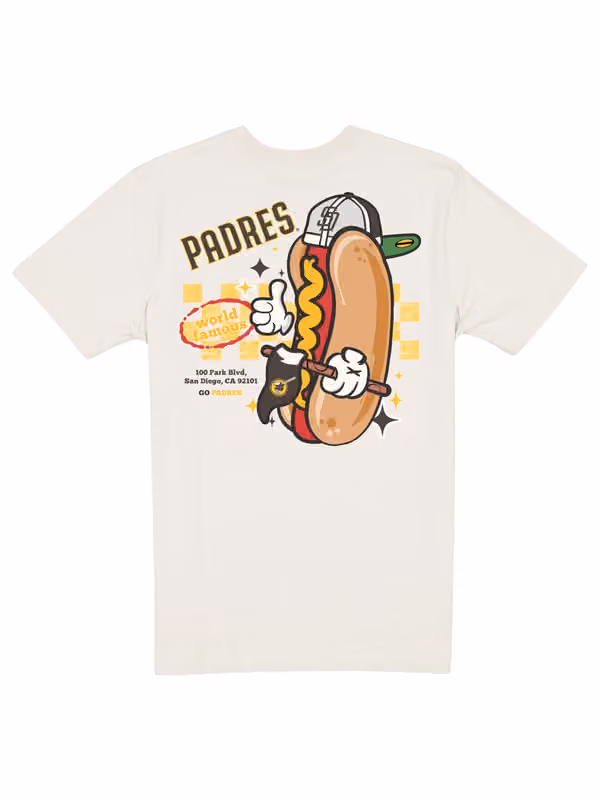 San Diego Padres Ballpark Hot Dog Oversized MLB T-Shirt Cream view 3