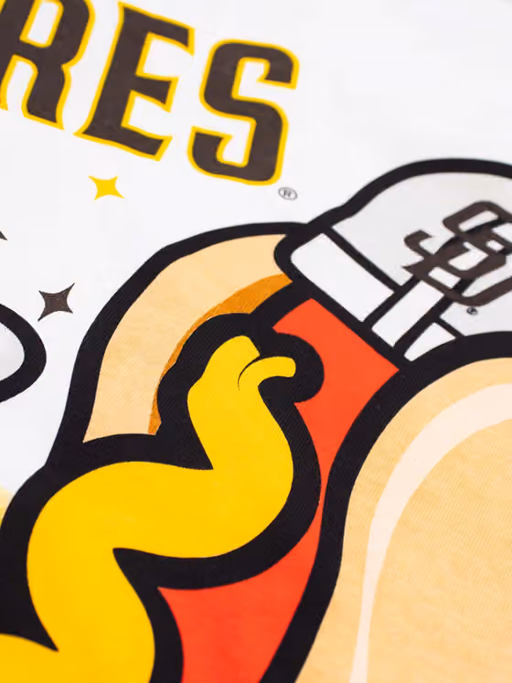 San Diego Padres Ballpark Hot Dog Oversized MLB T-Shirt Cream view 5