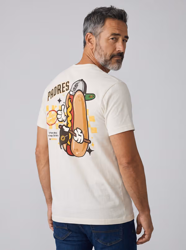 San Diego Padres Ballpark Hot Dog Oversized MLB T-Shirt Cream view 1