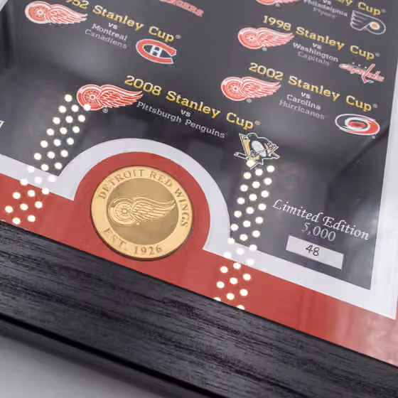 Detroit Red Wings Stanley Cup Legacy Bronze Coin Framed NHL Photo view 2