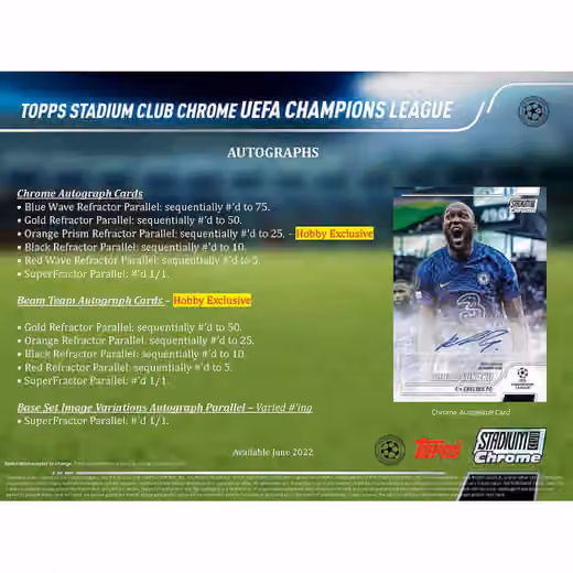 2021/22 Topps UEFA Champions League Stadium Club Chrome Soccer Hobby Box view 5