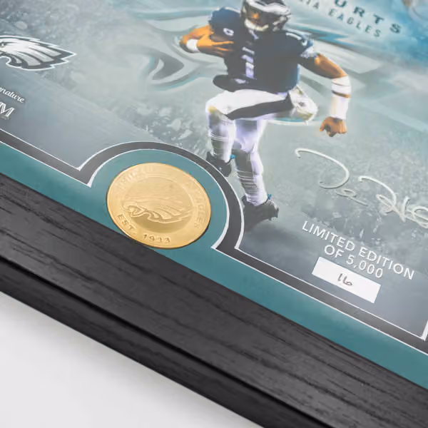Jalen Hurts Philadelphia Eagles Bronze Coin Framed NFL Photo view 3