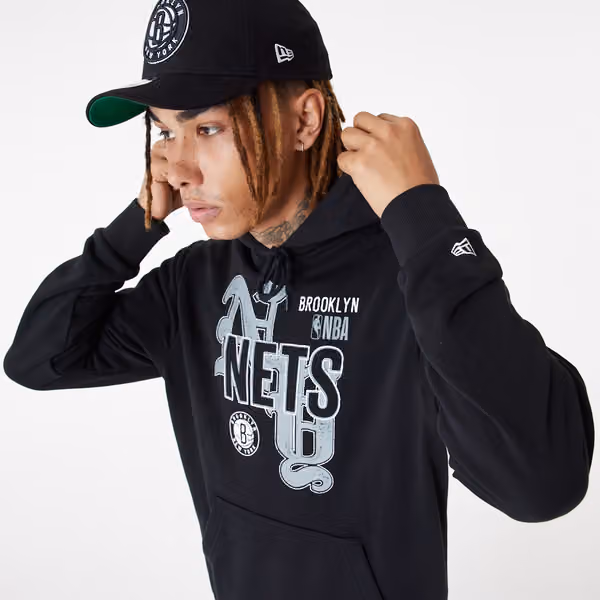 Brooklyn Nets Team Graphic New Era NBA Hoodie Black view 4