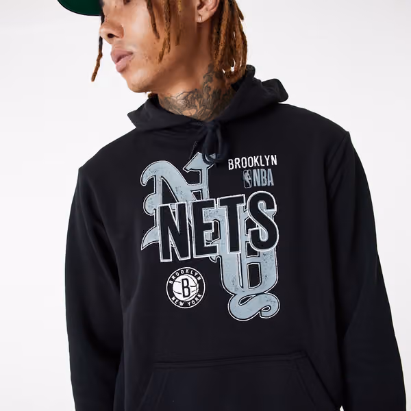 Brooklyn Nets Team Graphic New Era NBA Hoodie Black view 3