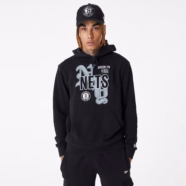 Brooklyn Nets Team Graphic New Era NBA Hoodie Black view 1