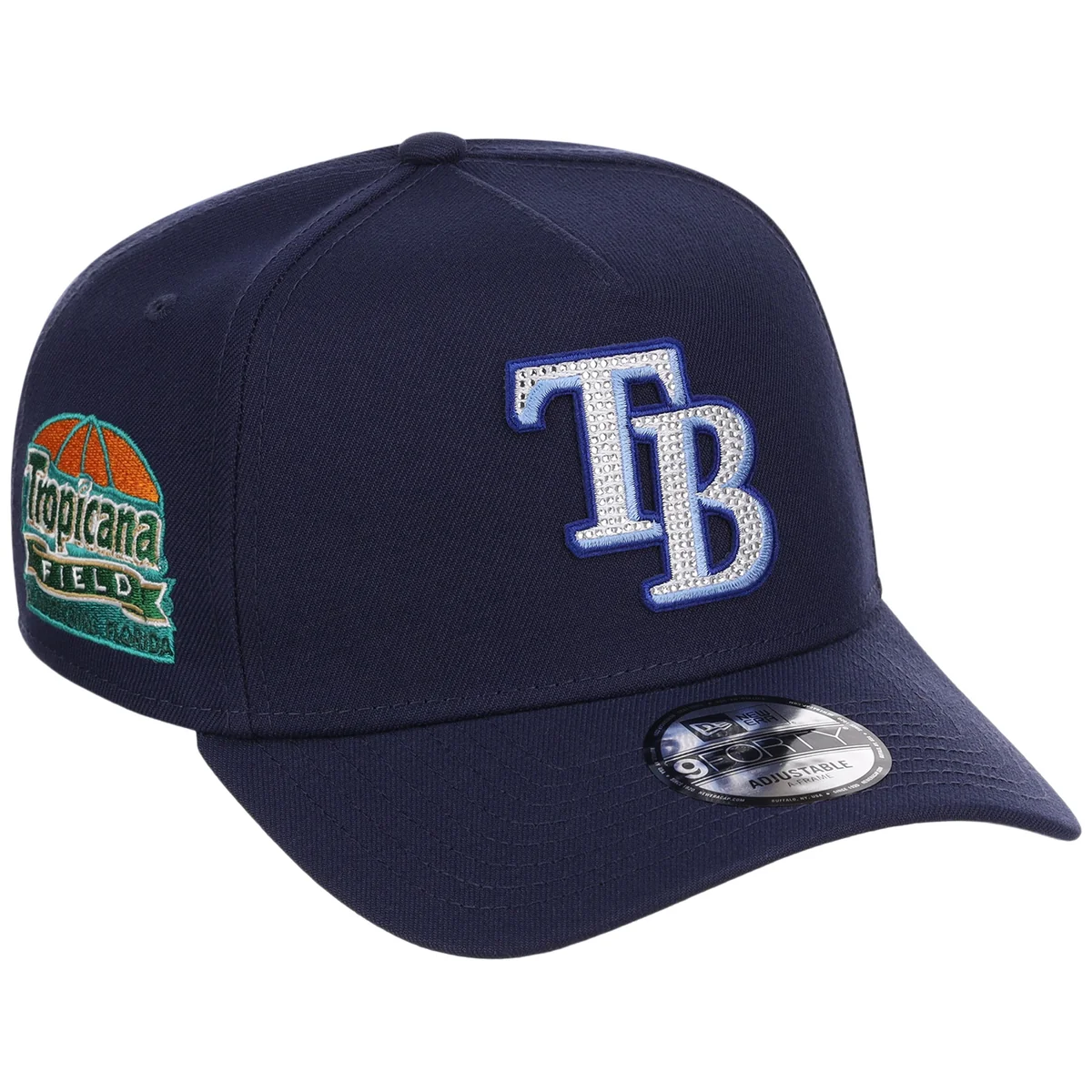 Tampa Bay Rays MLB Diamond Bling New Era 9FORTY A-Frame front view