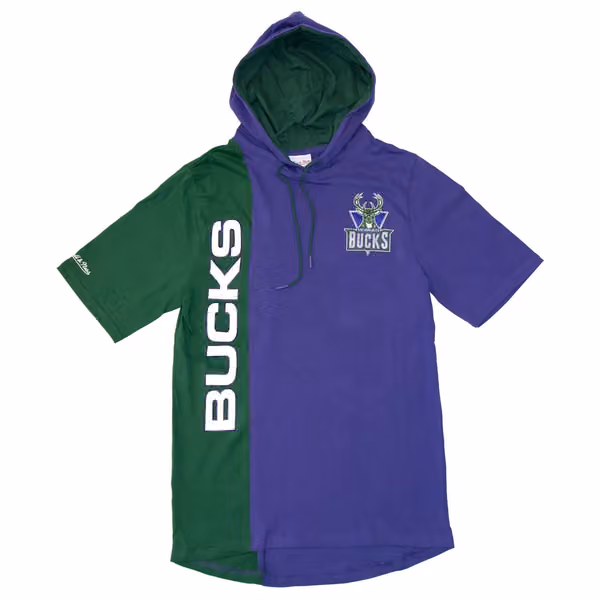 Milwaukee Bucks Split Mitchell & Ness Short Sleeve NBA Hoodie view 1