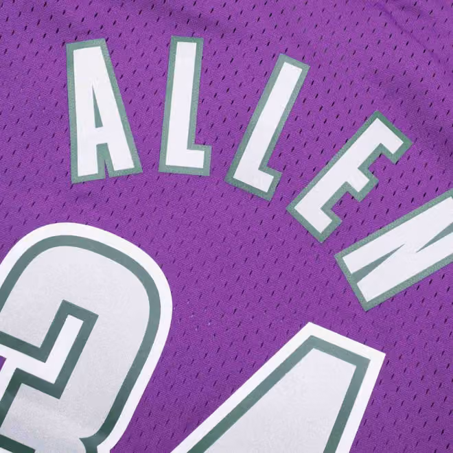 Ray Allen #34 Milwaukee Bucks 2001-02 Mitchell & Ness Swingman NBA Jersey Purple view 5