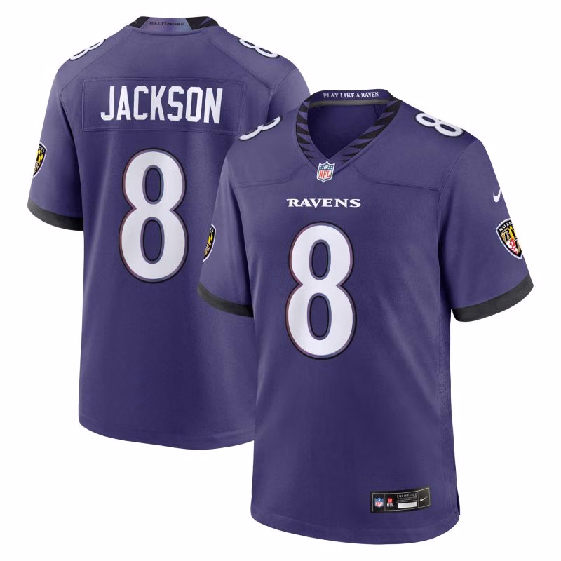 Lamar Jackson #8 Baltimore Ravens 2026 Game NFL Jersey Team Purple view 1