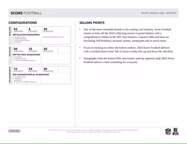 2024 Panini Score NFL Football Value Fat-Pack Box view 5