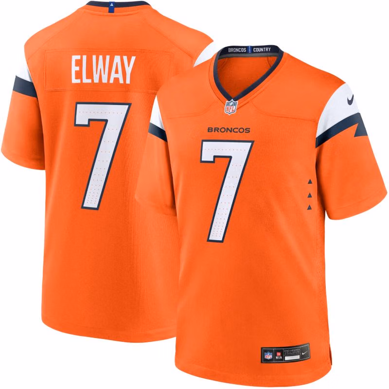 John Elway #7 Denver Broncos Nike Game NFL Jersey Orange view 1