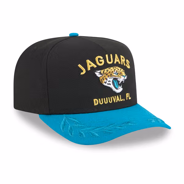 Jacksonville Jaguars 2025 NFL Draft New Era 9FIFTY A-Frame Snapback Cap Black view 4
