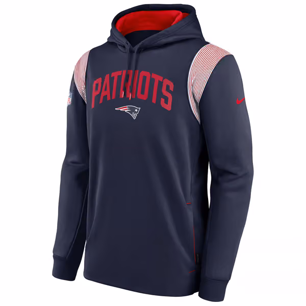 New England Patriots 2022 NFL On-Field Sideline Nike Therma-FIT Hoodie Navy view 1