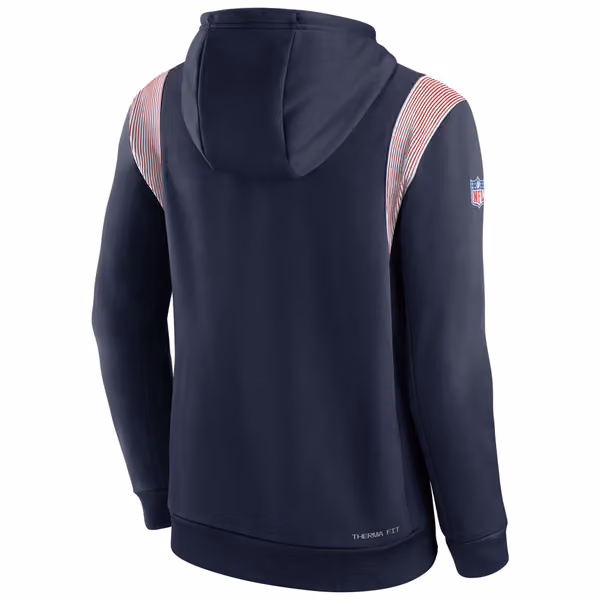 New England Patriots 2022 NFL On-Field Sideline Nike Therma-FIT Hoodie Navy view 2