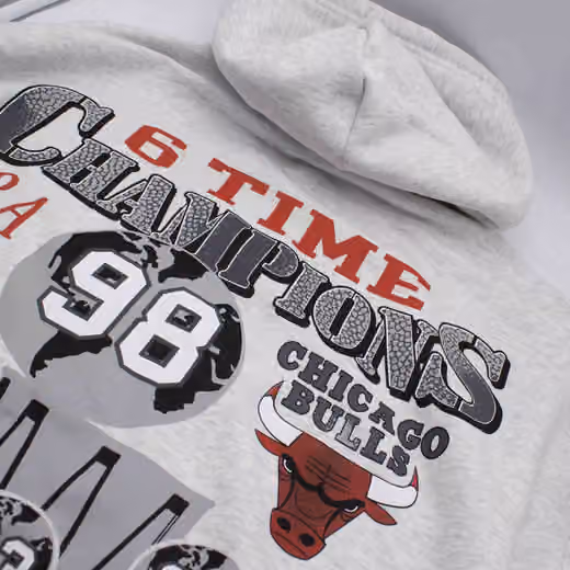 Chicago Bulls 6 Time Champs NBA Hoodie Silver Marle view 4