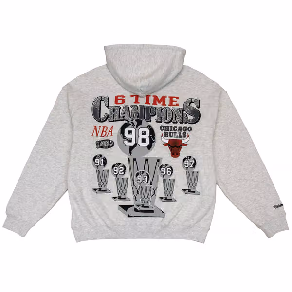 Chicago Bulls 6 Time Champs NBA Hoodie Silver Marle view 1