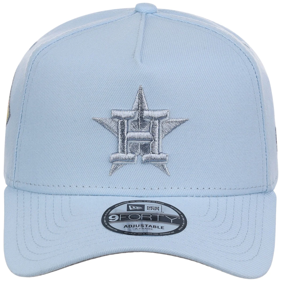 Houston Astros MLB Glacial Blue New Era 9FORTY A-Frame detail view