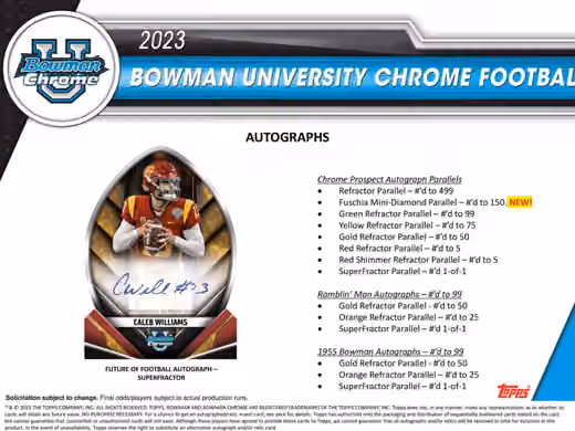 2023 Bowman Chrome University Football NCAA Blaster Box view 4