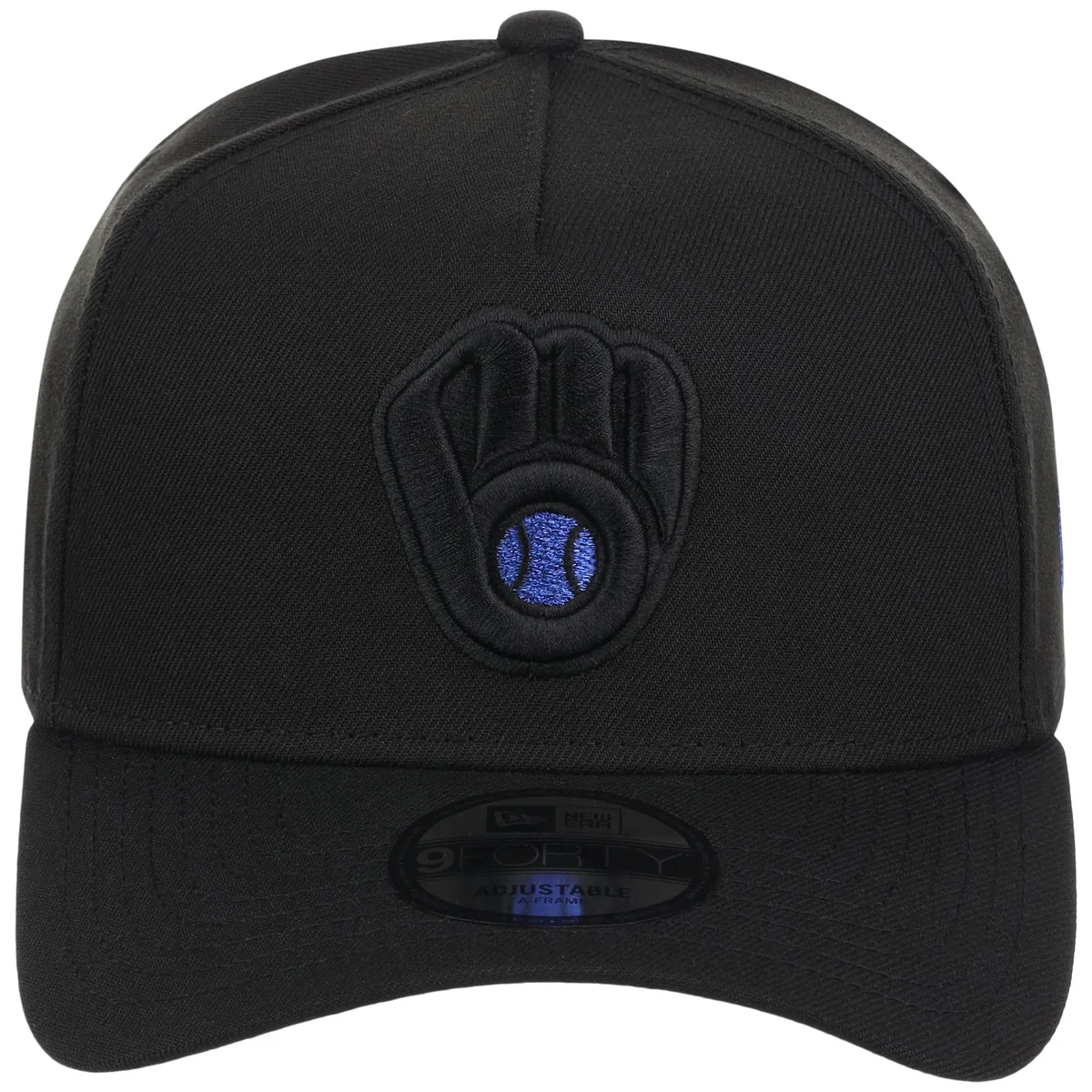 Milwaukee Brewers MLB Black x Royal FASHION CORE New Era 9FORTY A-Frame detail view