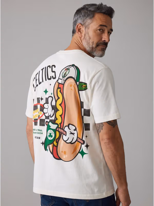 Boston Celtics Ballpark Hot Dog Oversized NBA T-Shirt Cream view 1