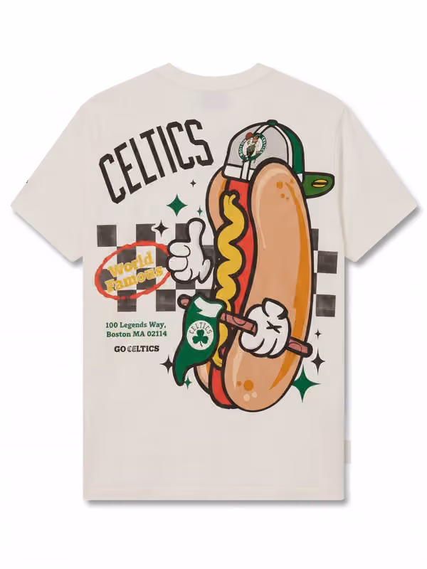Boston Celtics Ballpark Hot Dog Oversized NBA T-Shirt Cream view 3