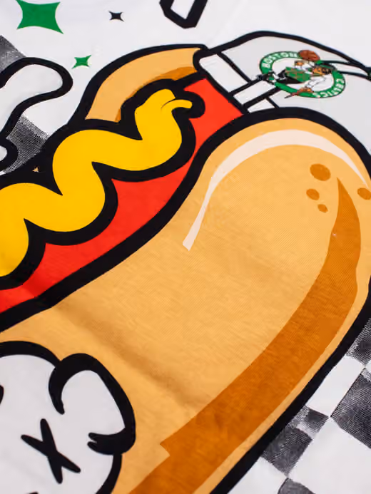 Boston Celtics Ballpark Hot Dog Oversized NBA T-Shirt Cream view 6
