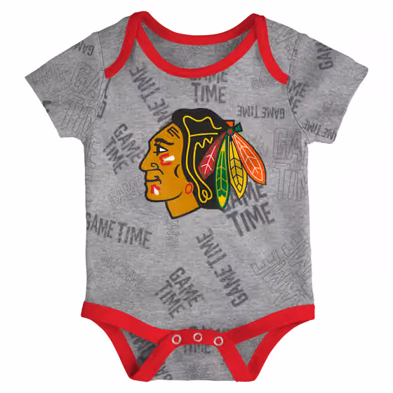 Chicago Blackhawks Game Time NHL Baby Bodysuit Set (3-Piece) view 4