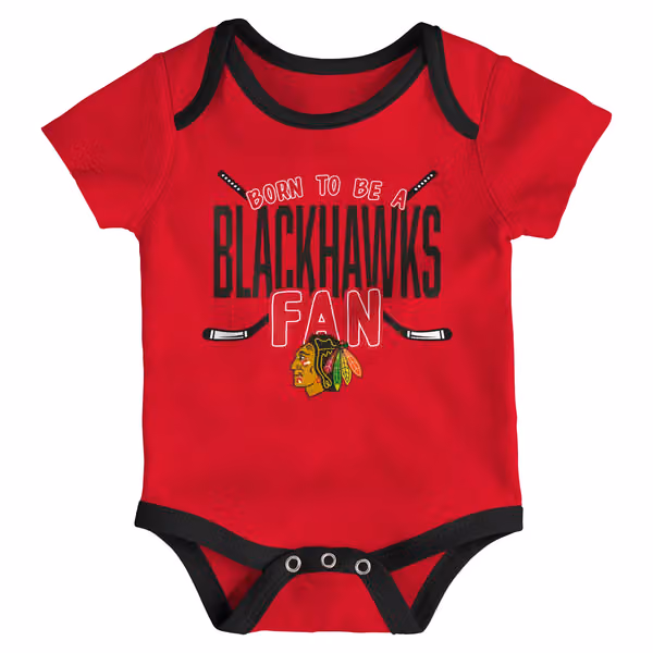 Chicago Blackhawks Game Time NHL Baby Bodysuit Set (3-Piece) view 2