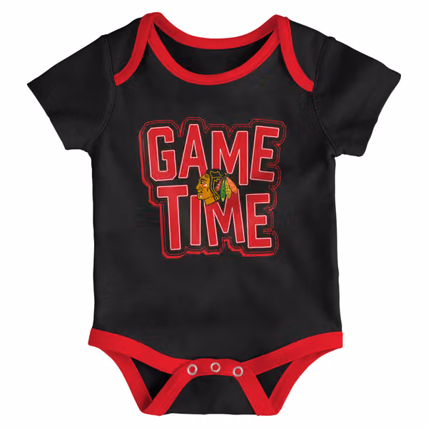 Chicago Blackhawks Game Time NHL Baby Bodysuit Set (3-Piece) view 3